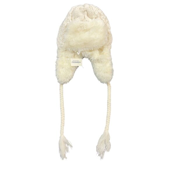 Aeropostale Beanie with Ear Flap Women's White Faux Fur Winter Warm - One Size - Picture 1 of 4